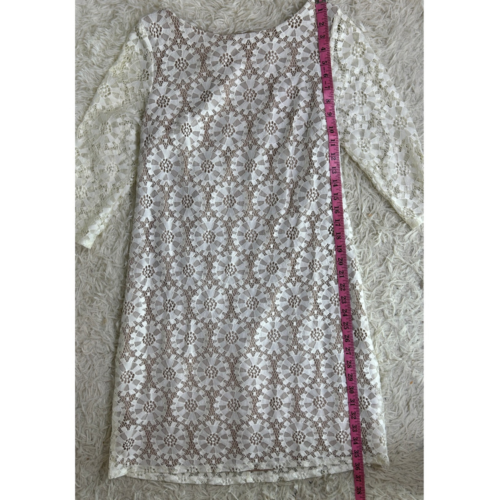 Vince Camuto Womens Size 12 White Lace Nude Lined Sheath Dress #0416 - Picture 8 of 12